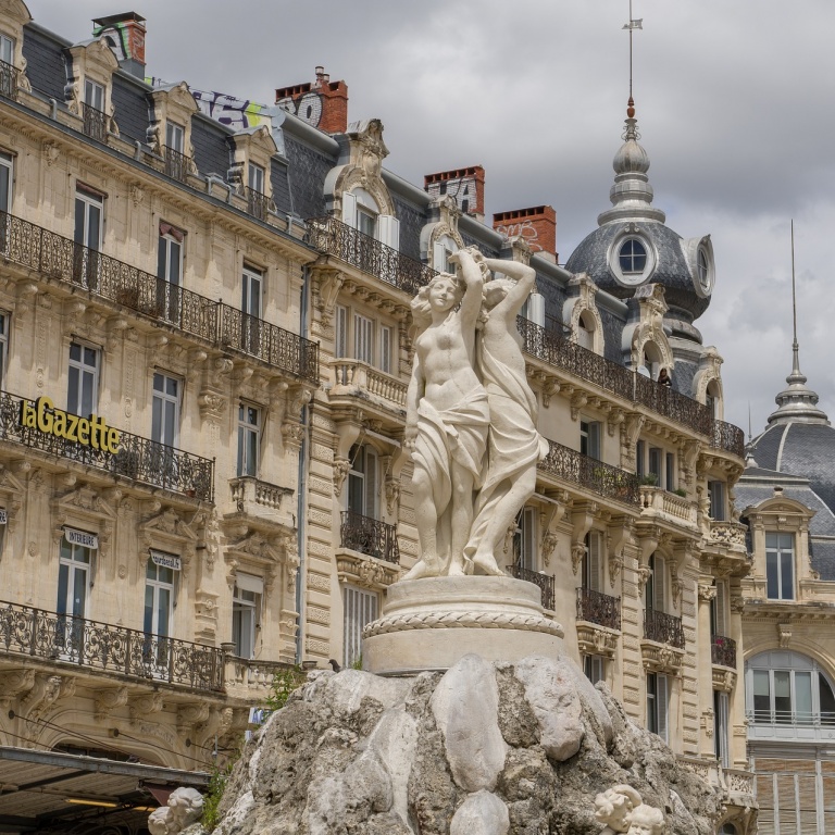 Centre Ville de Montpellier, fontaine des Trois Grâces