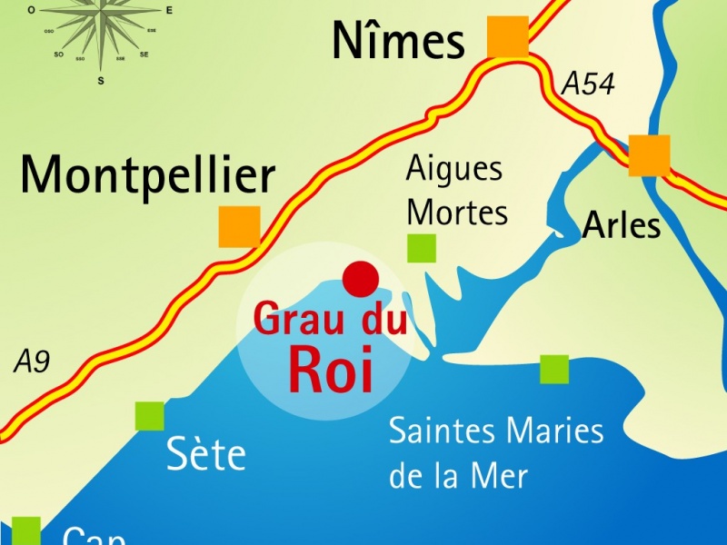 Carte de la region autour du camping camargue