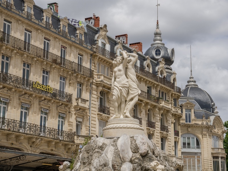 Centre Ville de Montpellier, fontaine des Trois Grâces