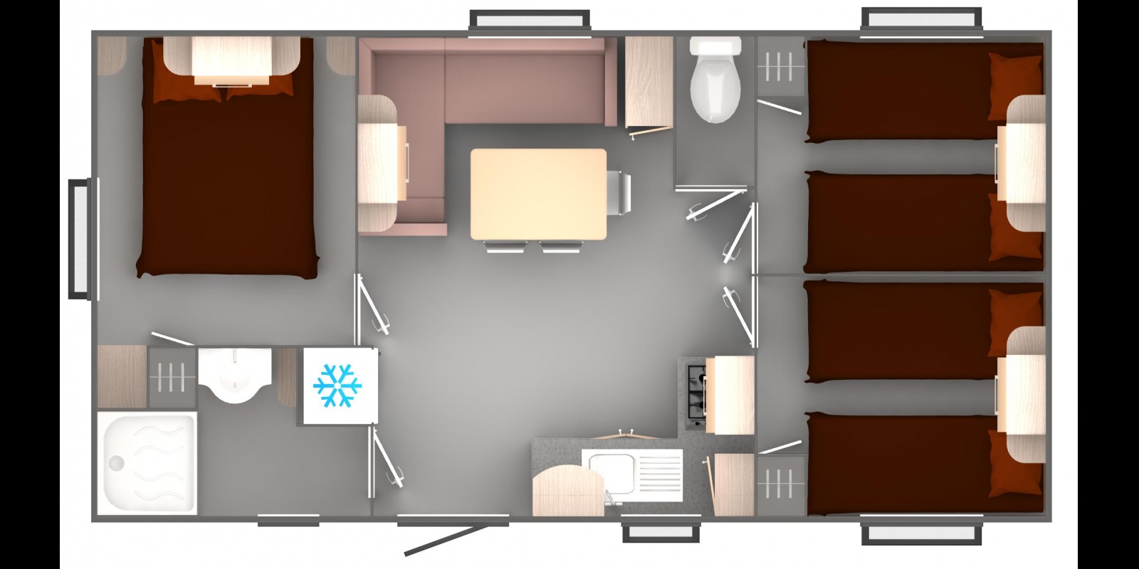 Mobil-home Famille Plus vue du dessus en plan